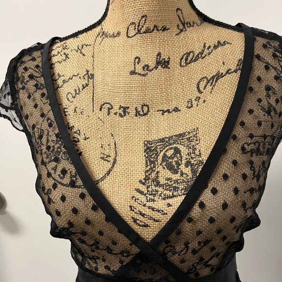 Voila sheer black dress, size small with silky waist tie - Picture 2 of 12